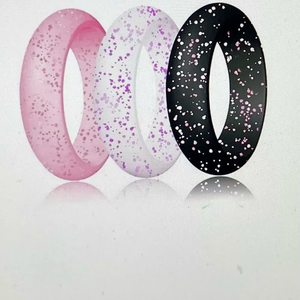 Glitter Colorful Stackable Silicone Ring Set 10PCS - NEW